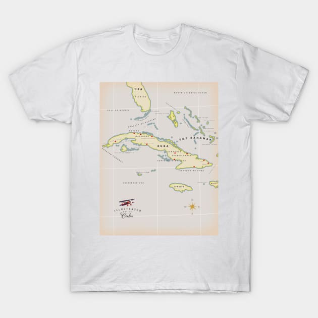 illustrated map of Cuba T-Shirt by nickemporium1